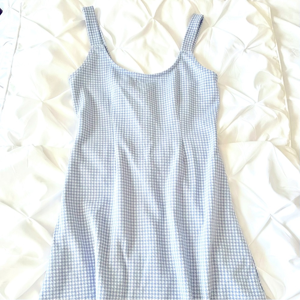 Forever 21 Blue & White Houndstooth Print Mini Dress, Size Small, Cute!